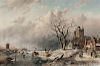 Charles Henri Joseph Leickert (Dutch, 1816-1907)  Animated Winter Landscape with Skaters