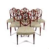 Painted Shield Back Sweetheart Dining Chairs, Lot of Six