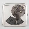 Japanese Silver and Shakudo Inlay Cigarette Case 