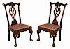 Pair American Chippendale Carved Side Chairs