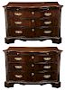 Pair Chippendale Style Carved Serpentine Commodes