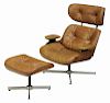 Leather Upholstered "Eames" Chair and Ottoman