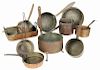 Eleven Pieces Assorted Copper Pots/Cookware