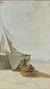 OIL PAINTING,'FAMILY WORKING BY SAILBOAT, SIGNED
