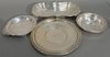 Four piece lot of sterling silver including two plates and two bowls. largest plate: 11 3/4in.