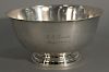 Large sterling Revere style bowl. ht. 4 1/2in., dia. 9in., 26.5 t oz.