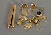 Gold lot to include kife, pencil, charms, buttons, etc. 37.5 grams