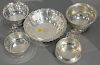 Five piece sterling silver lot with two porringers and three bowls. ht. 1 1/2in. to 3in., 29.4 t oz.