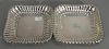 Pair of sterling silver square scallop rim serving dishes.  9 1/2" x 9 1/2", 28 t oz.