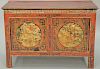 Small Asian two door cabinet, 18th to 19th century. ht. 20 1/2in., top: 15" x 30 1/2"