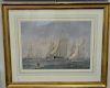 Pair of Fred S. Cozzens colored lithographs including one untitled and "Ship Race Around Bouy", signed in plate: Fred S. Cozz