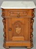 Victorian walnut half commode with marble top. ht. 30in., top: 17" x 22" Provenance: Property from the Estate of Frank Perrot