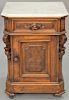 Victorian walnut half commode with marble top. ht. 30 1/2in., top: 18" x 21 1/2" Provenance: Property from the Estate of Fran