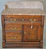 Victorian walnut marble top commode, ht. 33 1/2in., wd. 31 1/2in. Provenance: Property from the Estate of Frank Perrotti Jr.