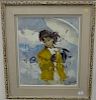 Pierre Grisot (1911-1995), oil on Masonite, Girl with Umbrella, signed lower right: Grisot, having original paper label on ve