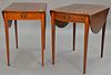 Pair custom mahogany Pembroke tables (refinished badly). ht. 27in., top: 20" x 28"