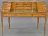 Baker collector's Edition stepback desk with tooled leather top with brass capped feet, ht. 39in., wd. 52in., dp.28in.