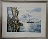M. Hurlimann Armstrong (fl. 20th century), watercolor on paper, Untitled (View from a Sailboat), matted and farmed, signed lo