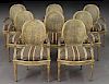Set of 8 French painted and caned armchairs