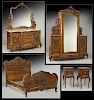 19th C. French 5pc. carved walnut bedroom set