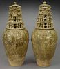 Pr. Large Chinese ceramic funeral urns,
