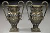 Pr. Empire style polychrome bronze vases