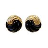 VINTAGE ONYX AND GOLD EARRING