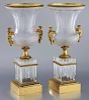 Pr. Charles X style cut crystal urns with bronze