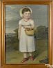 American oil on canvas folk portrait of a girl