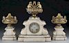 3 Pc. French clock set in onyx and bronze-dore