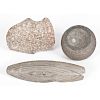 Stone Discoidal, Porphyry 3/4 Grooved Axe, and Elliptical Gorget