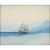Signed A. Fessler Oil on Artist Board, Ships at Sea.