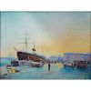 Karl Eduardovich Geftler, Russian (1858-1918) Oil on Canvas, Harbor Scene St