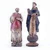 Collection of Two (2) Early Carved Wood Santos Figures