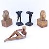 Two (2) Pair Bookends and Wood Model Sculpture