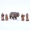 Lot of Five (5) Probably German Carved Wood Figures