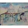 20th Century French Watercolor Signed S