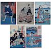 Five (5) Japanese Color Woodblock Prints Including Utagawa Toyokuni, Japanese (1769-1825)