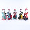 Collection of Five (5) Vintage Thai Hand Painted Wood  Seated Musicians