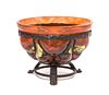 A Daum Blown-Out Glass and Louis Majorelle Iron Mounted Compote, Diameter 6 1/4 inches.