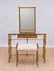 GILT-METAL DRESSING TABLE AND MATCHING STOOL