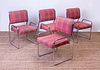 SET OF FOUR CHROME CANTILEVER SIDE CHAIRS
