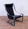 MAKAY CRAFT GREEN-ENAMELED AND CHROME SLING ARMCHAIR