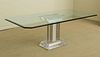 LUCITE, BRASS AND GLASS DINING TABLE