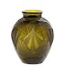 A Legras Acid Cut Glass Vase, Height 8 1/2 inches.