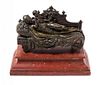 * A Continental Bronze Figural Group Height 6 3/4 x width 10 3/8 x depth 4 inches.