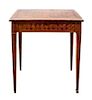 A Louis XVI Style Parquetry Decorated Fruitwood Jewelry Table Height 30 x width 23 1/2 x depth 15 1/4 inches.