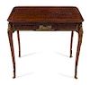 * A Louis XVI Style Parquetry Table Height 29 3/4 x width 31 x depth 20 inches.