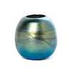 A Durand Blue Iridescent Glass Vase, Height 4 inches.