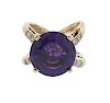 14K Gold Diamond Purple Gemstone Crossover Ring